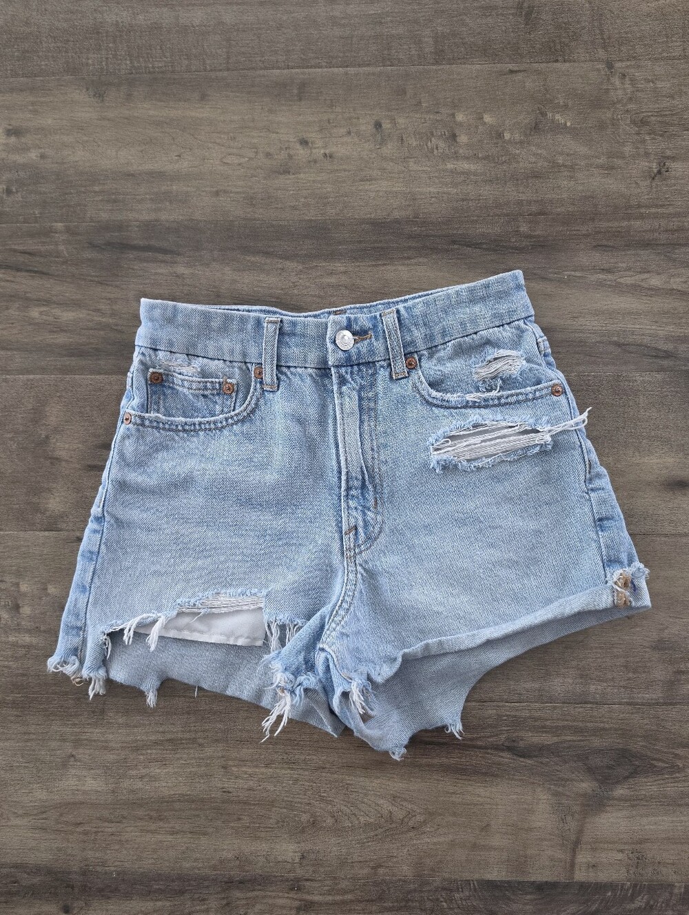 American Eagle Curvy 90s Boyfriend Jean Shorts 00 Strigid Ripped Distressed